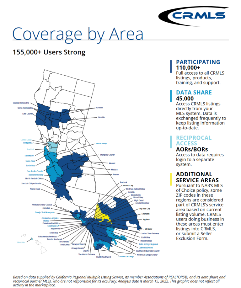Coverage Area California Regional Multiple Listing Service