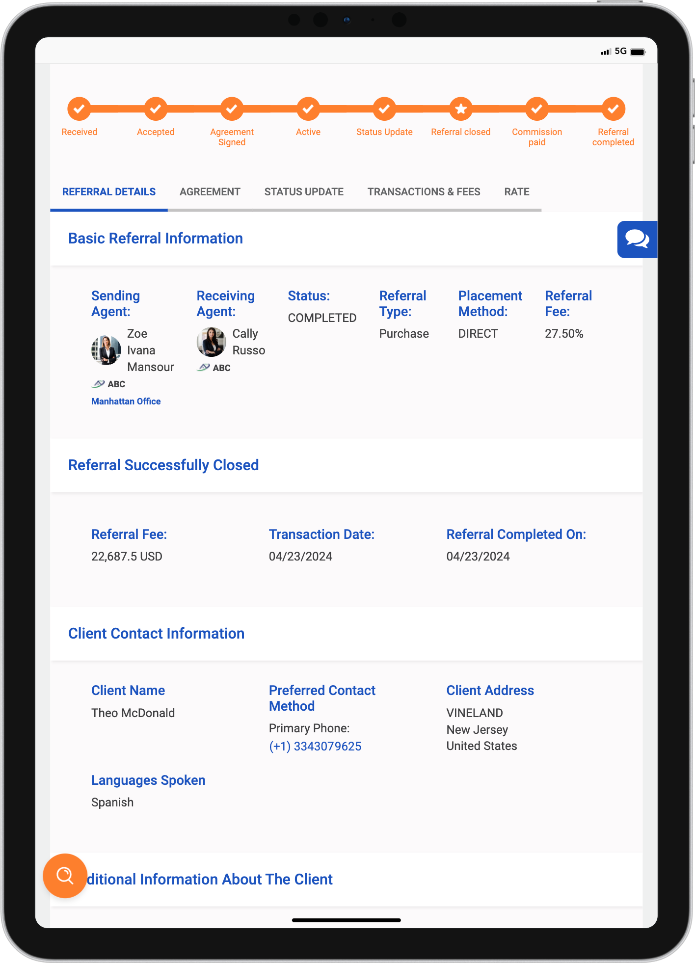 MLS Match Referral Details Mobile