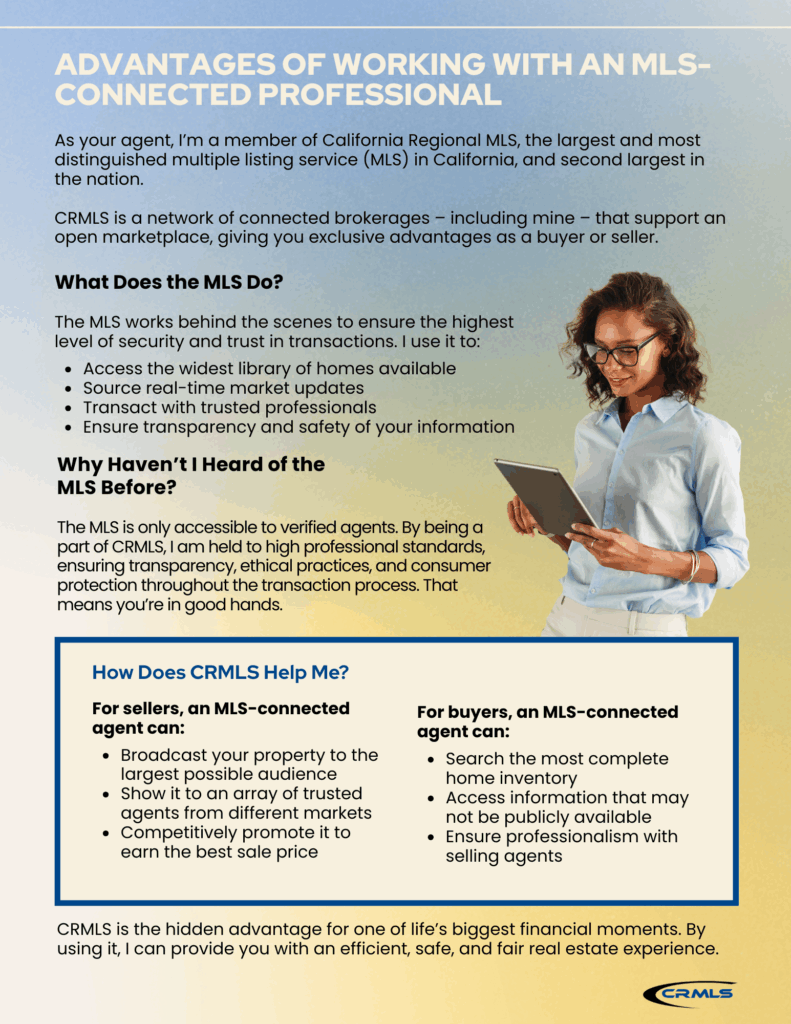 Advantages of Working with an MLS Connected Professional flyer