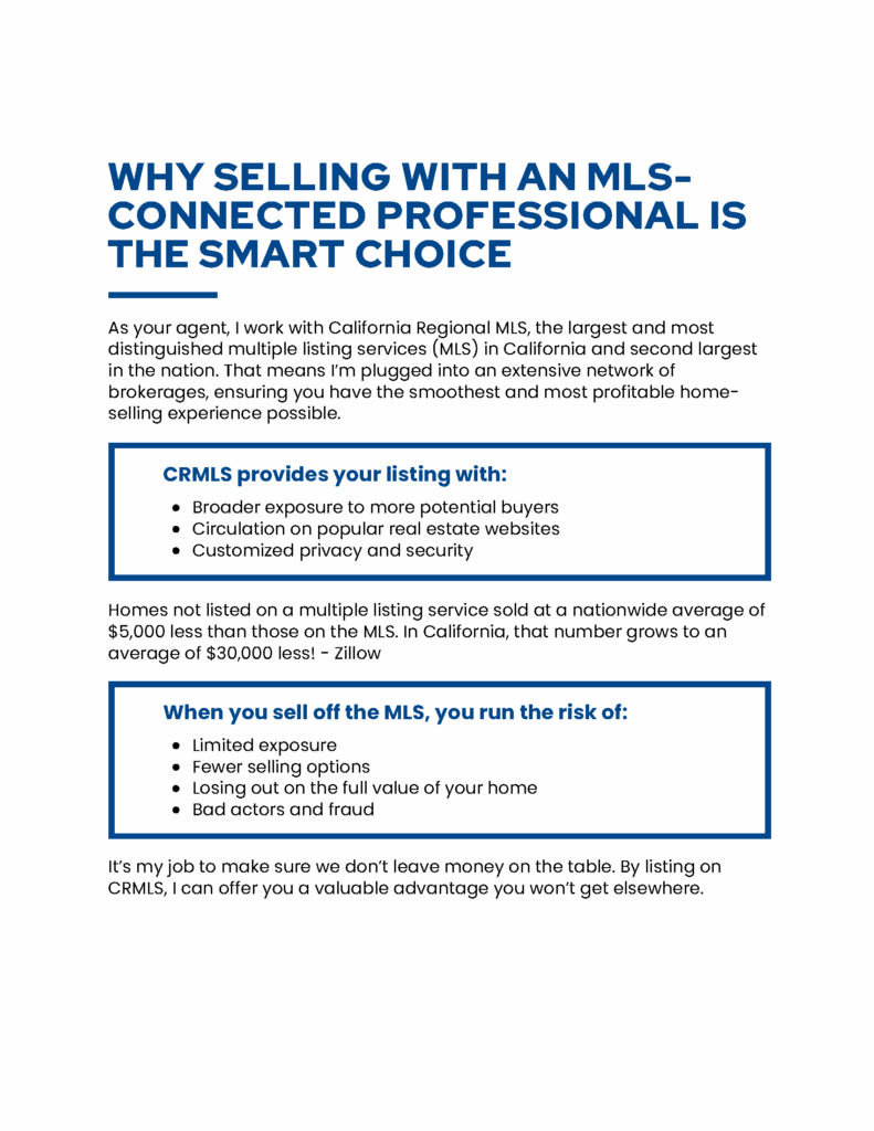 Brandable Why Selling with an MLS Connected Professional is the Smart Choice Page