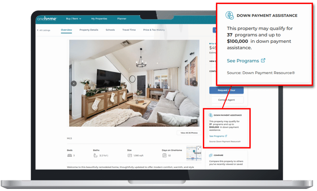 down payment resource one home example